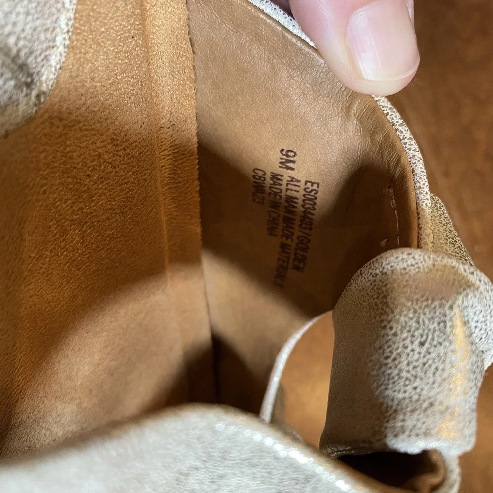 Euro Soft By Soft Golden Light‎ Gold Women's Sandals Size 9 M Cork Boho Chunky